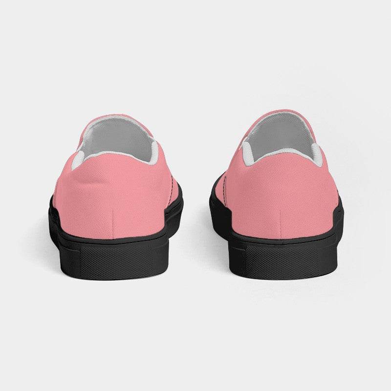 Salmon Pink Women's Slip-On Canvas Sneakers (RPI2-MU-LI) - Back