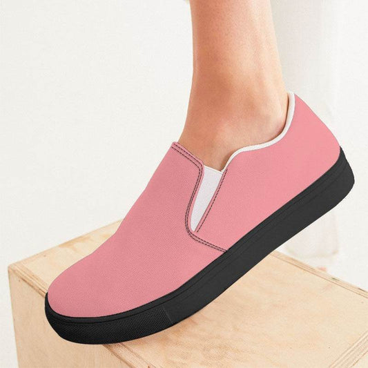 Salmon Pink Women's Slip-On Canvas Sneakers (RPI2-MU-LI) - Woman CloseUp