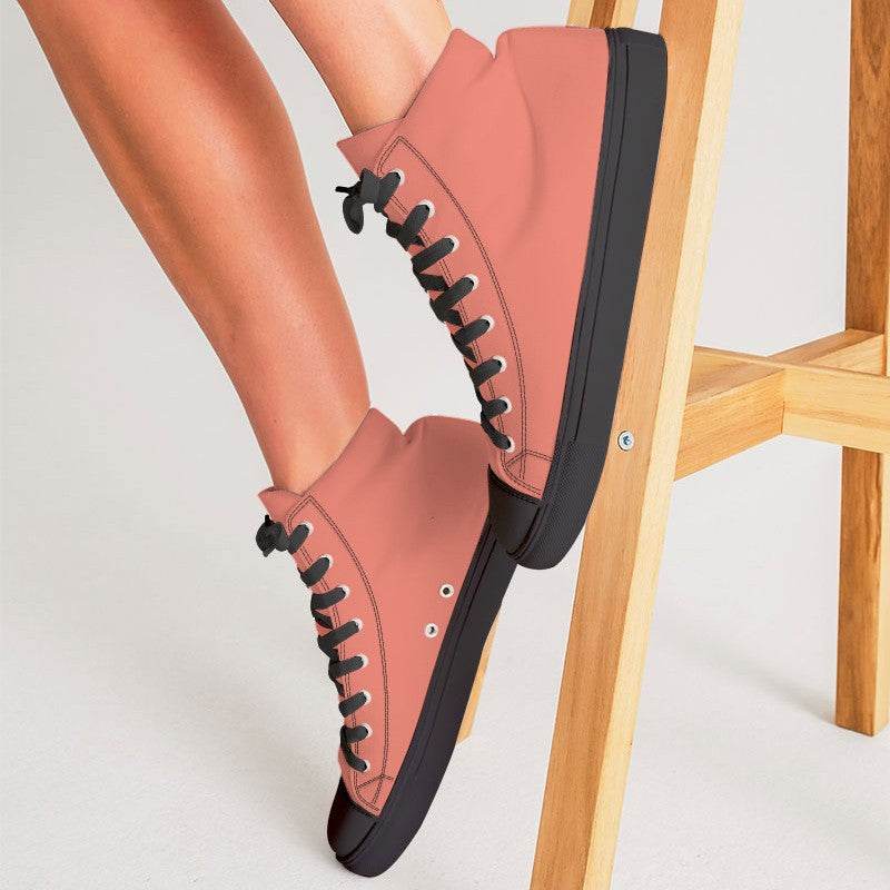 Salmon Women's High-Top Canvas Sneakers (R-ME-LI) - Woman CloseUp