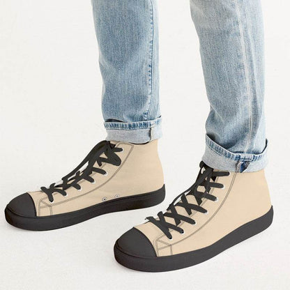 Sandy Beige Men's High-Top Canvas Sneakers (YO2-FM-LI) - Man CloseUp