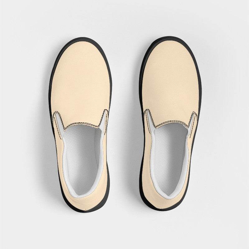 Sandy Beige Women's Slip-On Canvas Sneakers (YO2-FM-LI) - Top