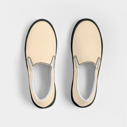 Sandy Beige Women's Slip-On Canvas Sneakers (YO2-FM-LI) - Top