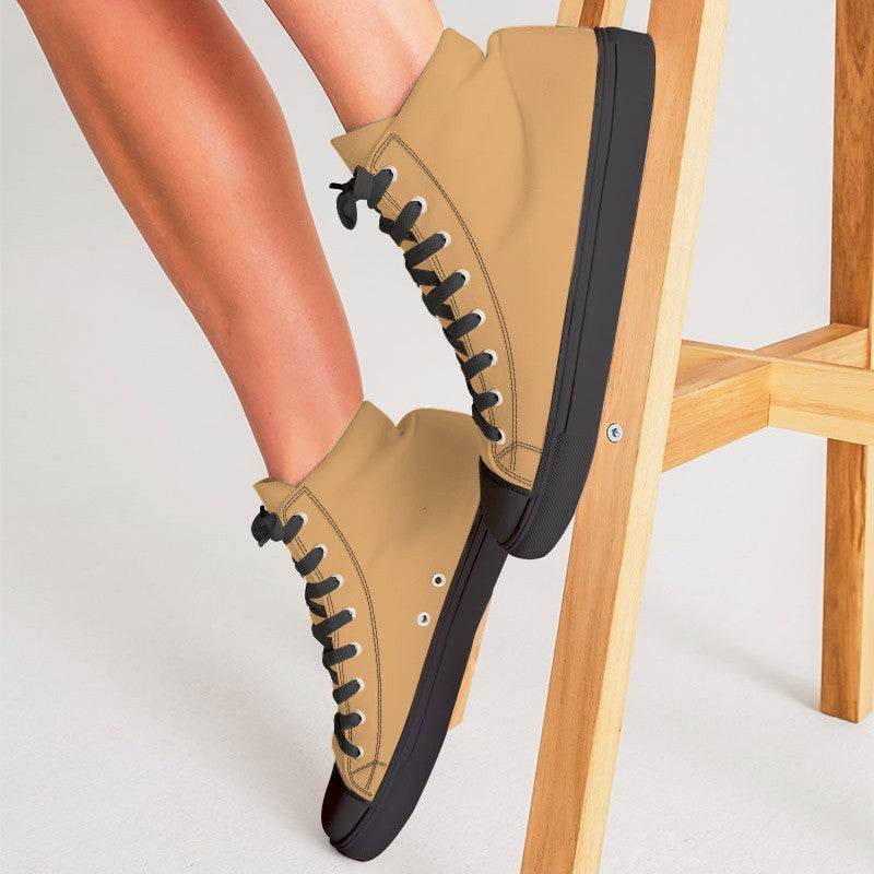 Sandy Brown Women's High-Top Canvas Sneakers (YO3-ME-ML) - Woman CloseUp