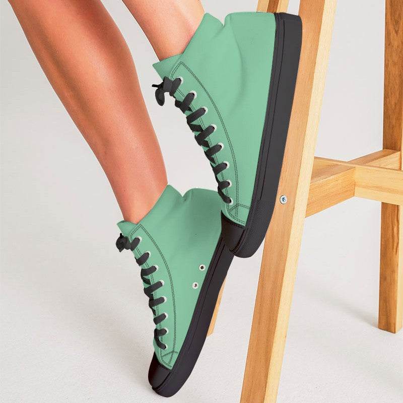 Seafoam Women's High-Top Canvas Sneakers (BGG3-ME-LI) - Woman CloseUp