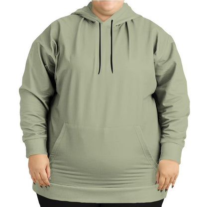 Shaded Pale Pastel Warm Green Gray Hoodie (C8M0Y30K30) - Woman Front PLUS