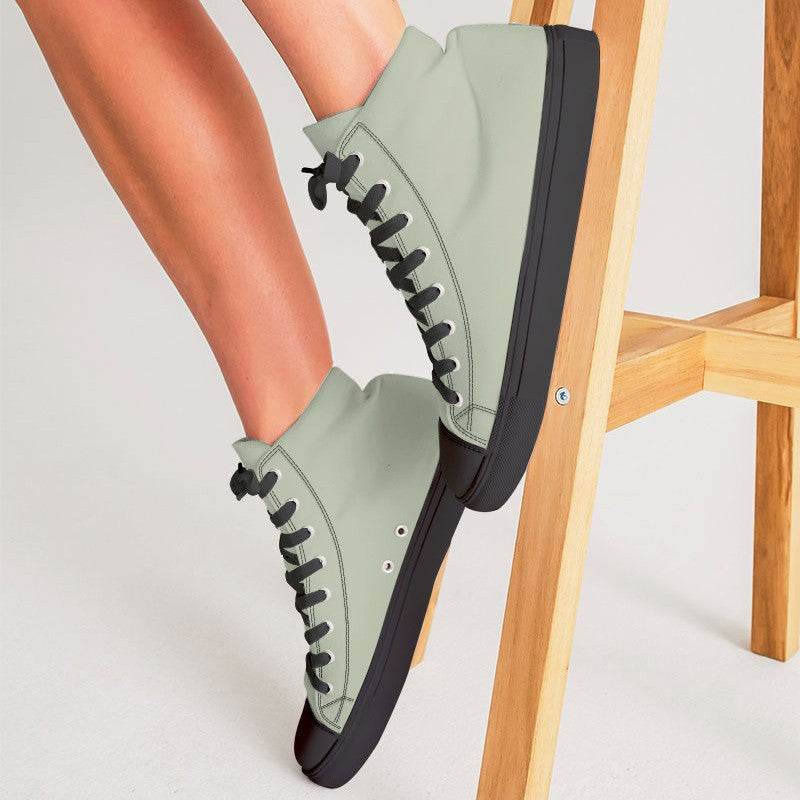Silver Lace Women's High-Top Canvas Sneakers (L-NE-LG) - Woman CloseUp