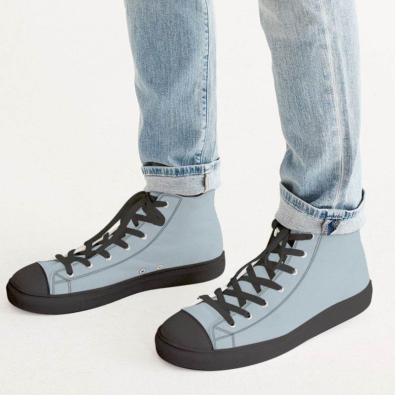 Silver Men's High-Top Canvas Sneakers (BC2-NE-LG) - Man CloseUp