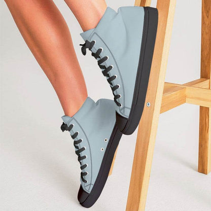 Silver Women's High-Top Canvas Sneakers (BC2-NE-LG) - Woman CloseUp