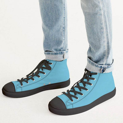 Sky Blue Men's High-Top Canvas Sneakers (BC2-ME-ML) - Man CloseUp
