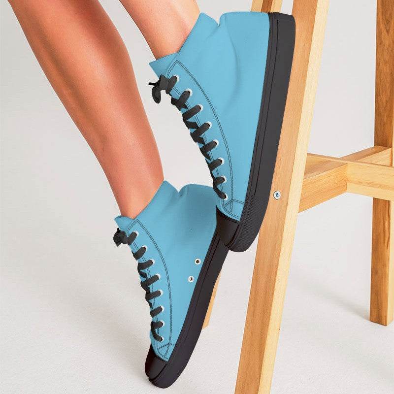 Sky Blue Women's High-Top Canvas Sneakers (BC2-ME-ML) - Woman CloseUp