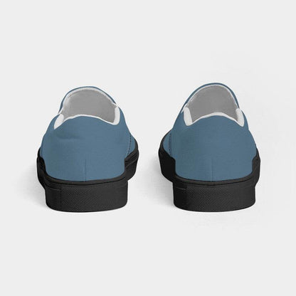 Slate Blue Women's Slip-On Canvas Sneakers (B-FM-ME) - Back