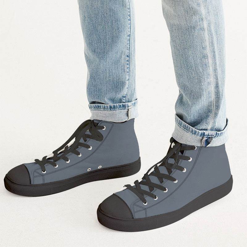 Slate Gray Men's High-Top Canvas Sneakers (IB2-NE-ME) - Man CloseUp