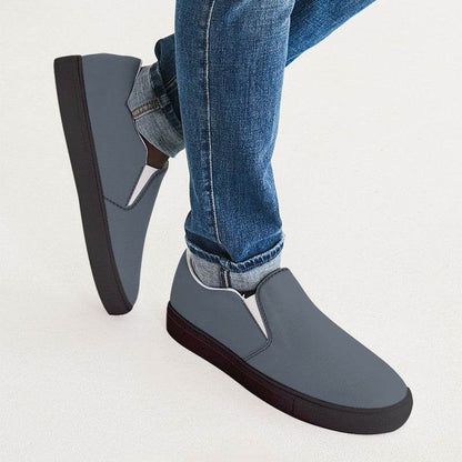 Slate Gray Men's Slip-On Canvas Sneakers (IB2-NE-ME) - Man CloseUp