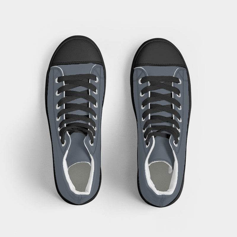 Slate Gray Women's High-Top Canvas Sneakers (IB2-NE-ME) - Top