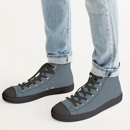 Steel Men's High-Top Canvas Sneakers (B-NE-ME) - Man CloseUp