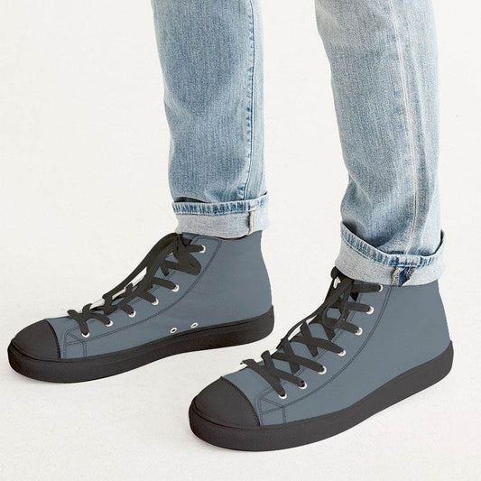 Steel Men's High-Top Canvas Sneakers (B-NE-ME) - Man CloseUp