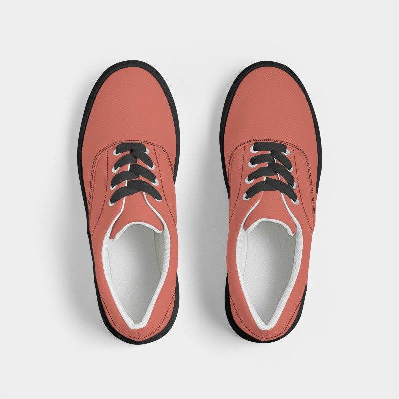 Sunset Orange Men's Canvas Sneakers (R-ME-ML) - Top
