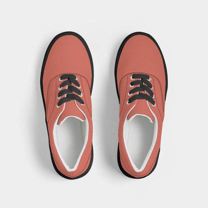 Sunset Orange Men's Canvas Sneakers (R-ME-ML) - Top