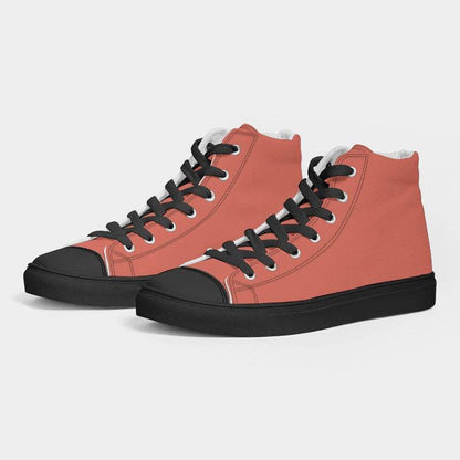 Sunset Orange Men's High-Top Canvas Sneakers (R-ME-ML) - Side 3