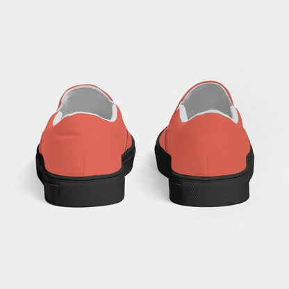 Sunset Orange Women's Slip-On Canvas Sneakers (R-ME-ML) - Back