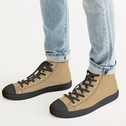 Tan Men's High-Top Canvas Sneakers (YO2-MU-ML) - Man CloseUp