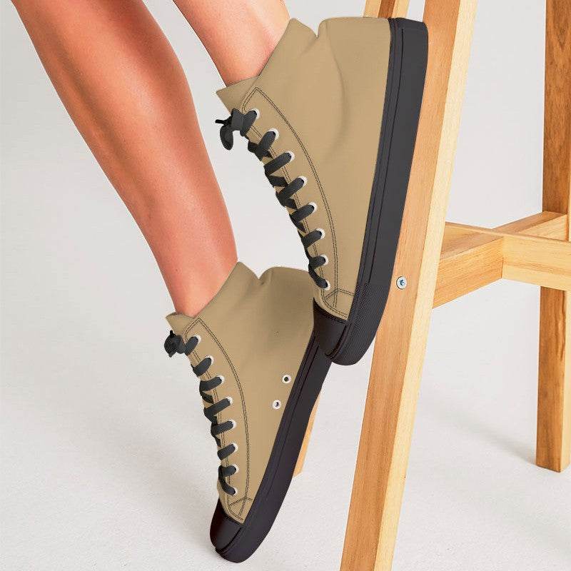 Tan Women's High-Top Canvas Sneakers (YO2-MU-ML) - Woman CloseUp