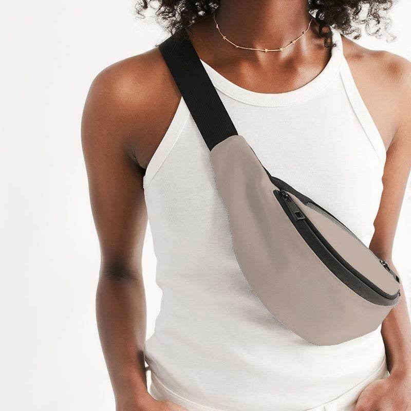 Taupe Gray Belt Bag (O-NE-LG) - Woman Front CloseUp