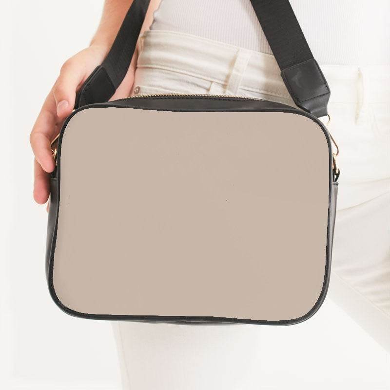 Taupe Gray Crossbody Bag (O-NE-LG) - Woman Front CloseUp