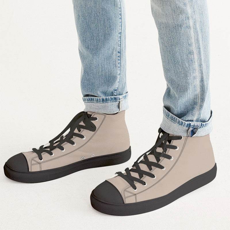 Taupe Gray Men's High-Top Canvas Sneakers (O-NE-LG) - Man CloseUp