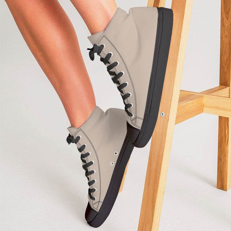 Taupe Gray Women's High-Top Canvas Sneakers (O-NE-LG) - Woman CloseUp