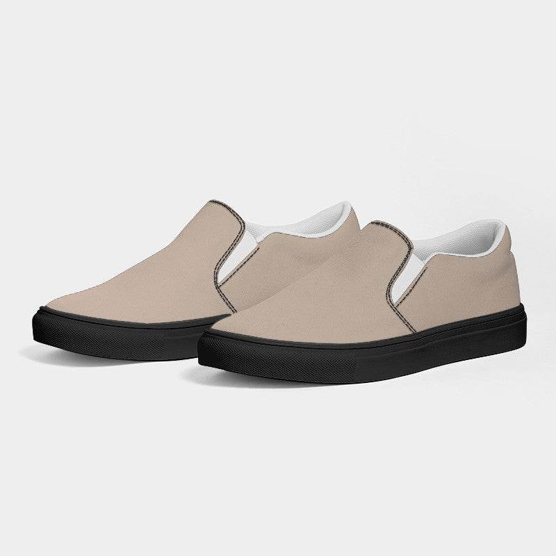 Taupe Gray Women's Slip-On Canvas Sneakers (O-NE-LG) - Side 3