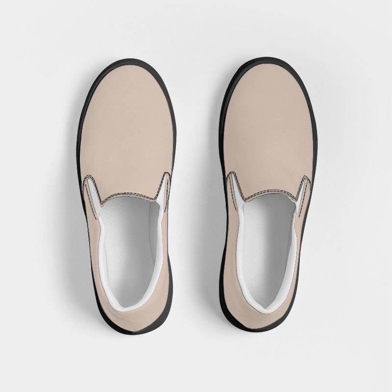 Taupe Gray Women's Slip-On Canvas Sneakers (O-NE-LG) - Top