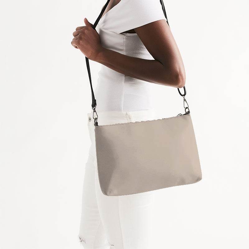 Taupe Gray Zip Pouch (O-NE-LG) - Side CloseUp