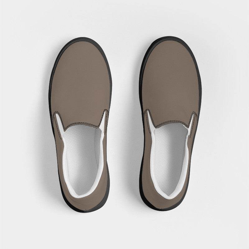 Taupe Haze Women's Slip-On Canvas Sneakers (O-NE-ME) - Top