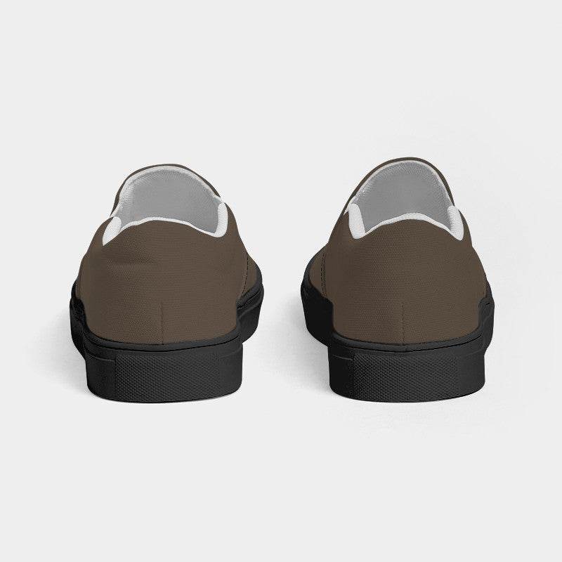 Taupe Women's Slip-On Canvas Sneakers (O-NE-MD) - Back