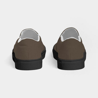 Taupe Women's Slip-On Canvas Sneakers (O-NE-MD) - Back
