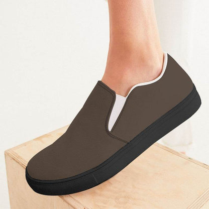 Taupe Women's Slip-On Canvas Sneakers (O-NE-MD) - Woman CloseUp