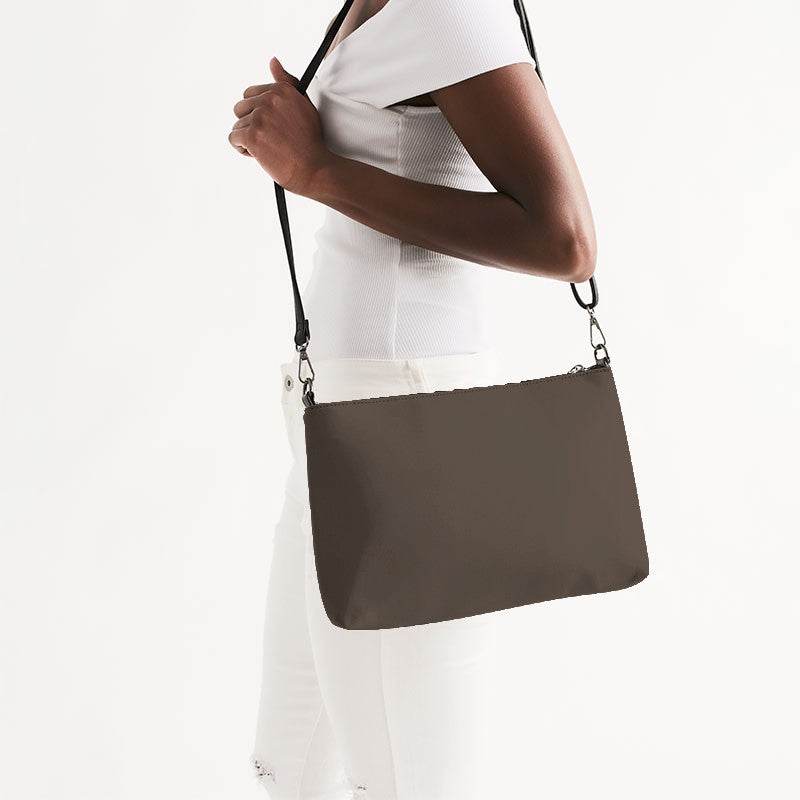 Taupe Zip Pouch (O-NE-MD) - Side CloseUp