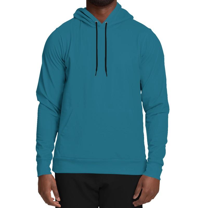 Teal Blue Hoodie (C60M0Y0K60) - Man Front