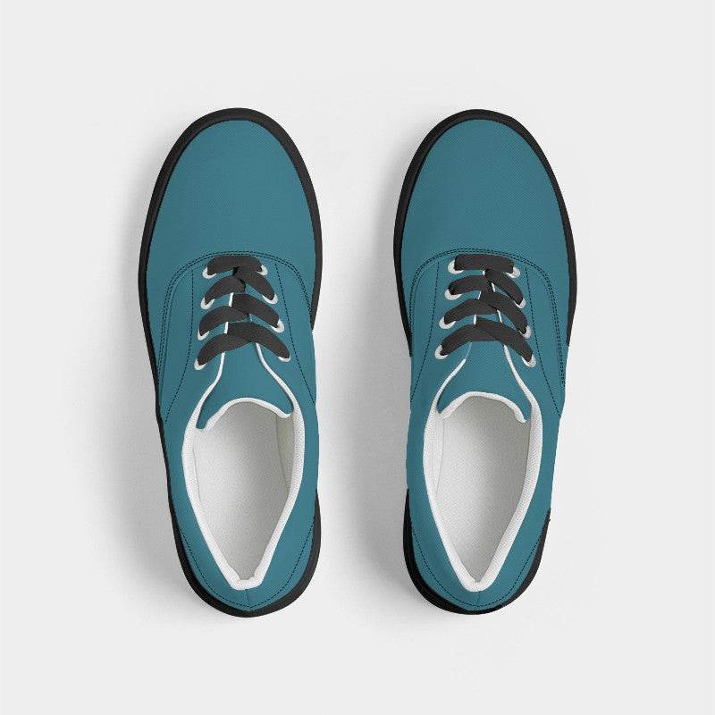 Teal Blue Men's Canvas Sneakers (BC3-ME-DE) - Top