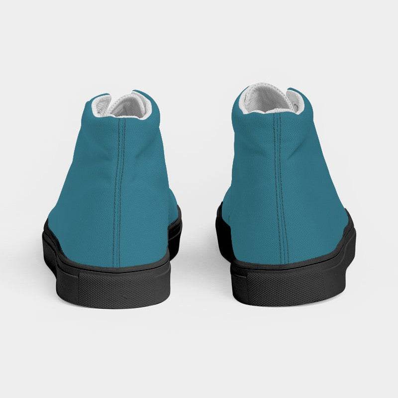 Teal Blue Women's High-Top Canvas Sneakers (BC3-ME-DE) - Back