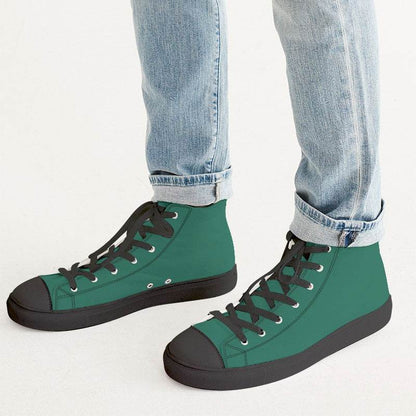 Teal Green Men's High-Top Canvas Sneakers (BGG1-ME-DE) - Man CloseUp