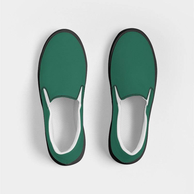 Teal Green Men's Slip-On Canvas Sneakers (BGG1-ME-DE) - Top