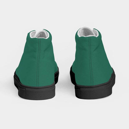 Teal Green Women's High-Top Canvas Sneakers (BGG1-ME-DE) - Back