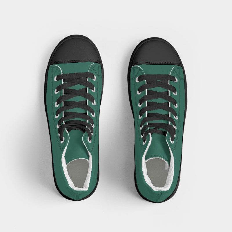 Teal Green Women's High-Top Canvas Sneakers (BGG1-ME-DE) - Top