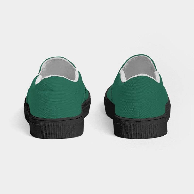 Teal Green Women's Slip-On Canvas Sneakers (BGG1-ME-DE) - Back