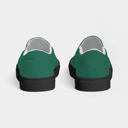 Teal Green Women's Slip-On Canvas Sneakers (BGG1-ME-DE) - Back