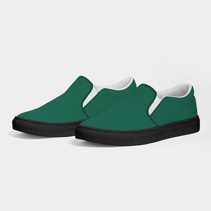 Teal Green Women's Slip-On Canvas Sneakers (BGG1-ME-DE) - Side 3