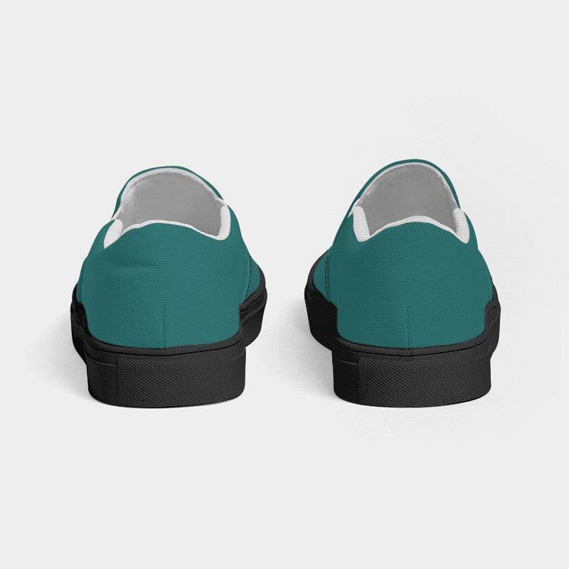 Teal Women's Slip-On Canvas Sneakers (CBG2-ME-DE) - Back