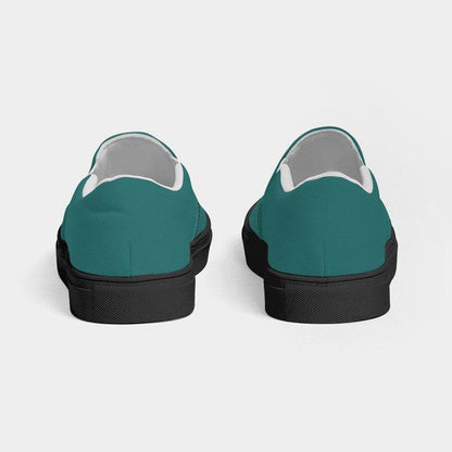 Teal Women's Slip-On Canvas Sneakers (CBG2-ME-DE) - Back